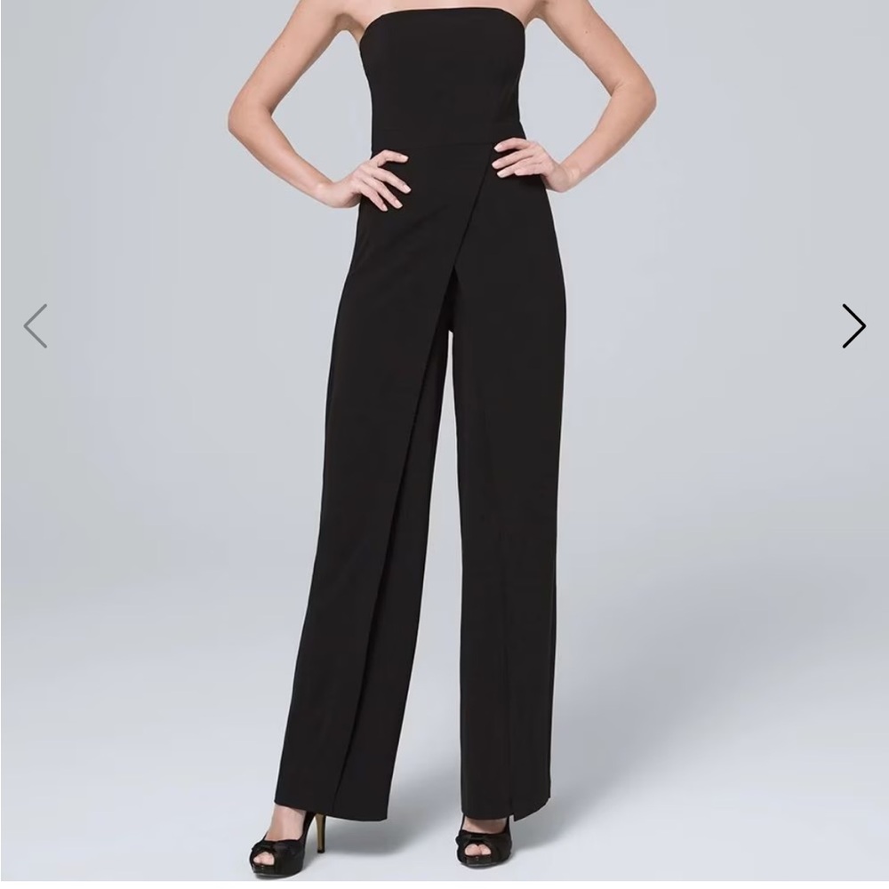WHBM Black Strapless Split-Pant Jumpsuit Size 6 NWT